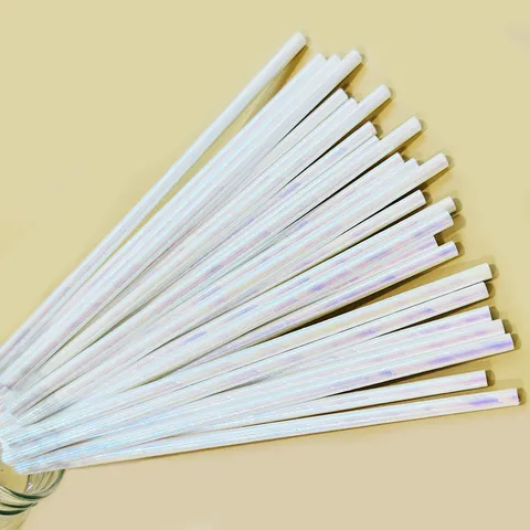 Disposable Paper Straws Biodegradable Laser Rainbow Drinking Straws For Party Wedding Kitchen Bar Tableware Supplies