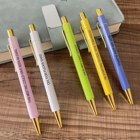 Funny Offensive Novelty Ballpoint Pen Set Creative Slogan Retractable Plastic Pens For Office School Writing Gift