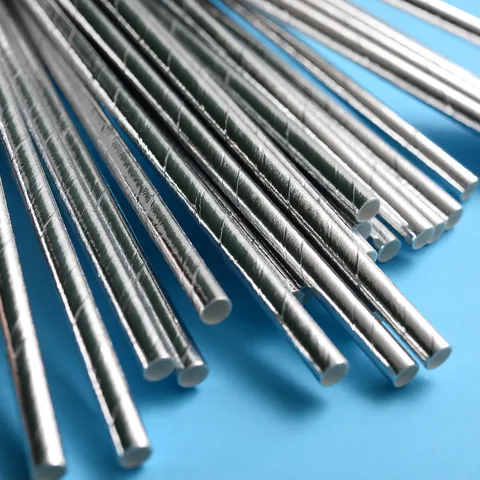 Disposable Silver Paper Straws Biodegradable Drinking Straws For Party Wedding Celebration Bar Drinkware Supplies