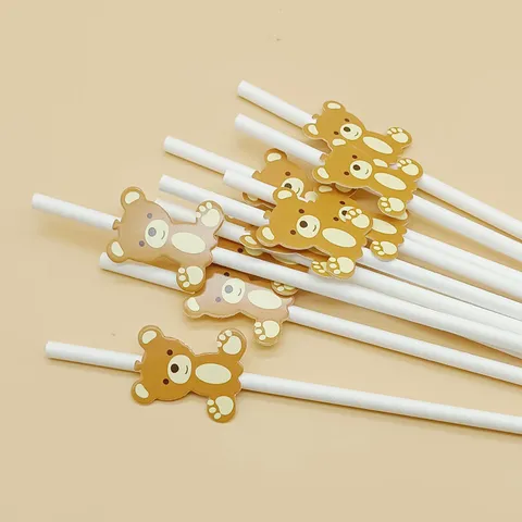 Creative Cute Bear Butterfly Paper Drinking Straws Party Decorative Disposable Straws For Birthday Party Celebration Supplies