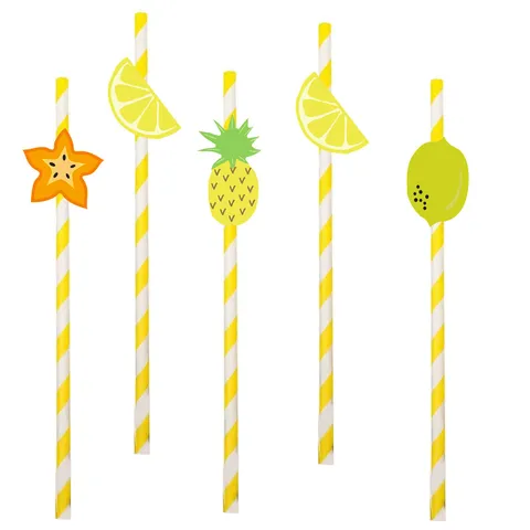 Disposable Paper Straws Creative Fruit Shape Party Drinkware Decorative Paper Straws For Party Supplies