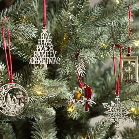 Metal Christmas Tree Ornament Hanging Pendant Festive Holiday Party Decoration For Home Indoor Decor