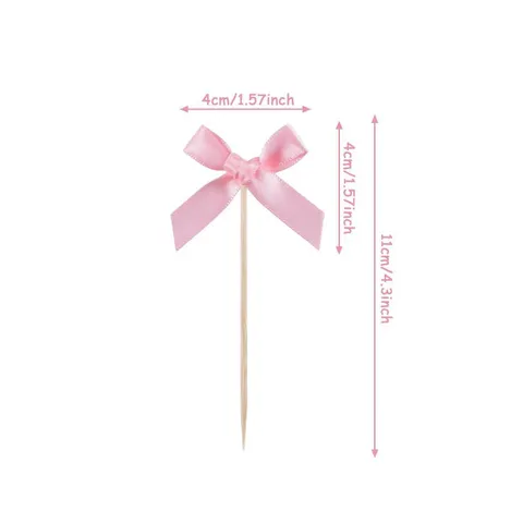 Fabric Bowknot Cake Toppers Cute Ribbon Dessert Picks For Party Baking Decoration Wedding Birthday Party Dessert Supplies