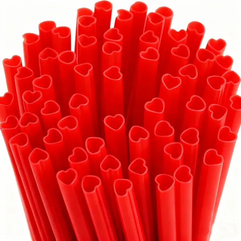 Creative Heart-Shaped Straws Hard Plastic Drinking Straws Reusable Thick Smooth Smoothie Straws For Party Valentine's Day