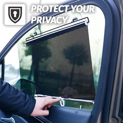 Intrekbaar Auto Zonnescherm Zwart Polka Dot Anti UV Raam Rollo Zonnescherm Universele Pasvorm Auto Interieur Zonneklep