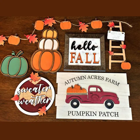 Autumn Tiered Tray Decor Wooden Pumpkin Signs Fall Thanksgiving Home Decorations Table Centerpiece Tiered Tray Ornaments