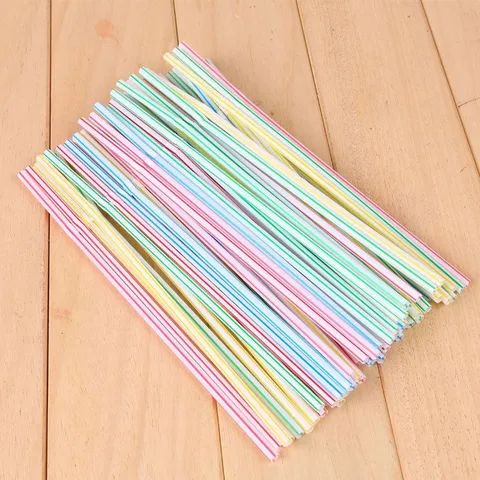 Wegwerp Plastic Drinkrietjes 5mm Voedselkwaliteit 100 Stuks Kleurrijke Buigbare Buizen Voor Feest Dagelijks Thuis Keuken