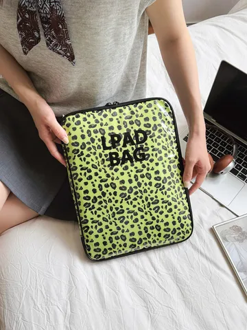 Transparent Leopard Print Laptop Bag Waterproof PVC Computer Sleeve Tablet Storage Bag Fashion Tech Accessories