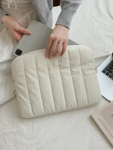 Korean Ins Style Minimalist Striped Embroidered Laptop Sleeve Protective Bag For Tablet Notebook