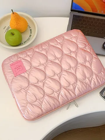Koreanischer Stil Herz Gesteppte Laptoptasche Wasserdichte Puffer Computertasche Tragbare Business Laptop Schutzhülle