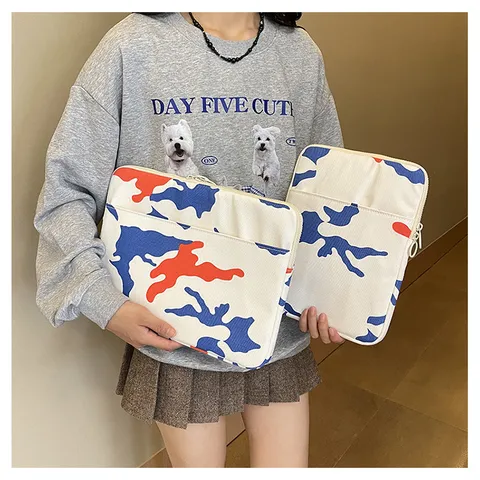 Korean Style Camouflage Laptop Sleeve Protective Cover Ins Style Storage Bag For Notebook Computer