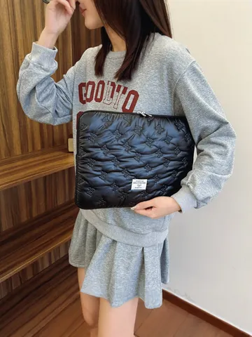 Korean Quilted Bow Laptop Sleeve Waterproof Padded Computer Bag Lightweight Protective Case For Notebook