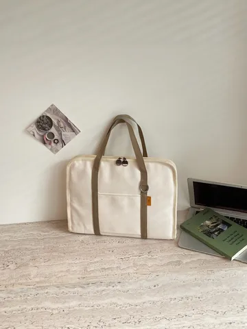Borsa per Laptop in Tela Minimalista per Donna Uomo Affari Commutazione Borsa a Mano Borsa a Tracolla con Tasche Multiple