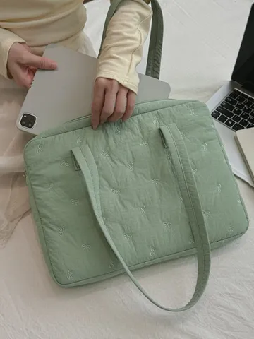 Sac pour Ordinateur Portable pour Femmes avec Noeud Brodé Style Japonais Sac Cabas en Nylon