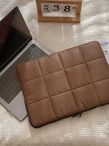 Minimalist Quilted Laptop Sleeve Padded Notebook Protective Bag Soft Solid Color Computer Case For 13 15 Inch