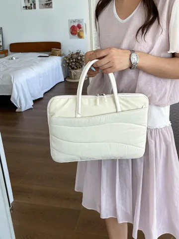 Korean Style Quilted Laptop Bag Thin Anti Shock Notebook Protective Sleeve Simple Business Commuting Women Handbag