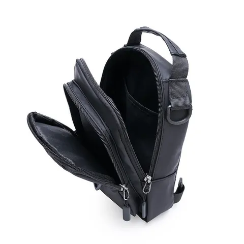 Bolso de Pecho de Nailon Impermeable para Hombre Multifunción Exterior Bandolera Informal USB Bolso Cruzado Viaje