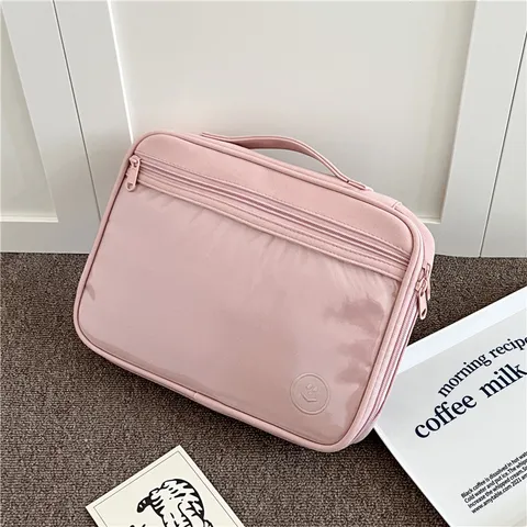 Fundas Impermeables de Nylon Minimalistas para Portátil con Bolsillo Transparente Bolsa de Almacenamiento para Tablet Unisex Negocios Casual Uso Diario