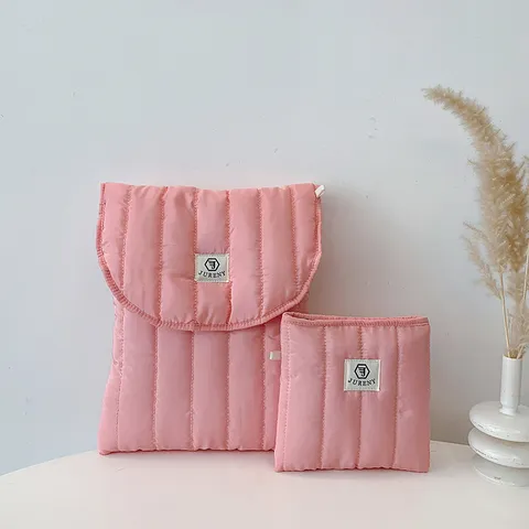 Minimalistisch Nylon Gesteppt Laptop Hülle Leicht Gepolstert Computer Schutztasche Einffarbig Unisex Tägliche Arbeit Tasche