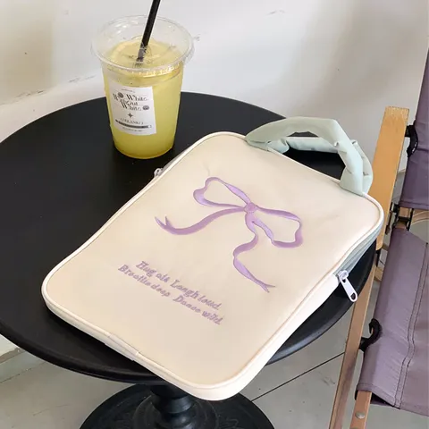 Cute Bowknot Embroidery Laptop Sleeve Bag Pouch Handbag For Pad And Notebook Computer Aesthetic Cute Bag