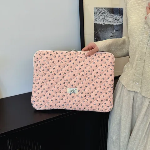 Koreanische Florale Gesteppte Laptoptasche Süße Gepolsterte Tasche Ästhetische Tablet Schutzhülle Weiche Tragetasche