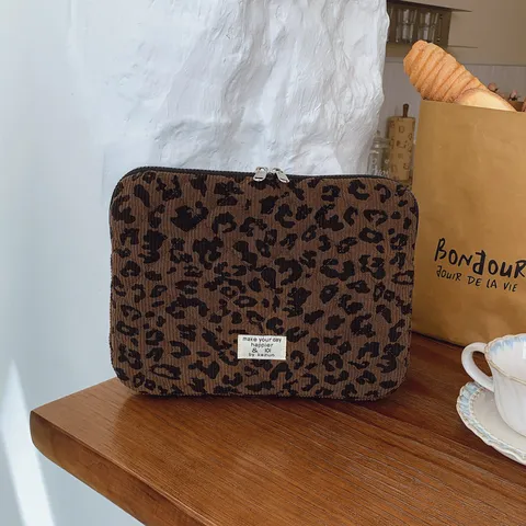 Leopardenmuster Laptoptasche Ästhetische Gepolsterte Computertasche Mit Reißverschluss Für Damen Tägliche Büro Arbeit Aufbewahrungstasche