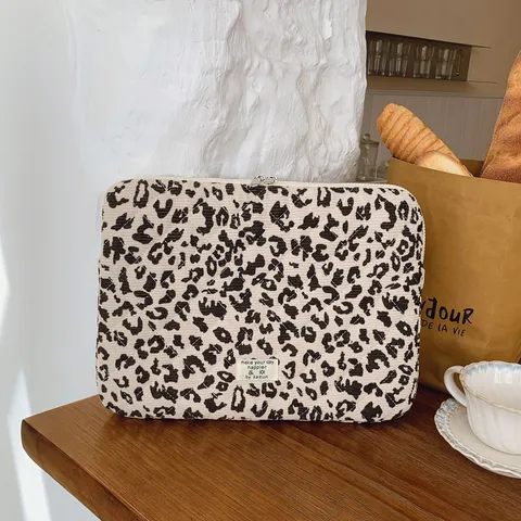 Leopardenmuster Laptoptasche Ästhetische Gepolsterte Computertasche Mit Reißverschluss Für Damen Tägliche Büro Arbeit Aufbewahrungstasche