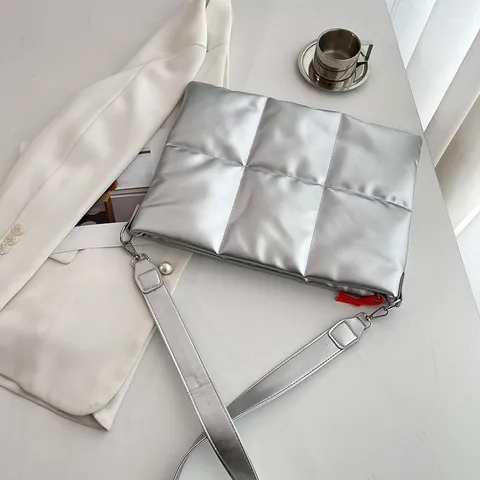 Unisex Waterproof Padded Laptop Bag Fashion Quilted Briefcase Lightweight PU Business Computer Shoulder Bag