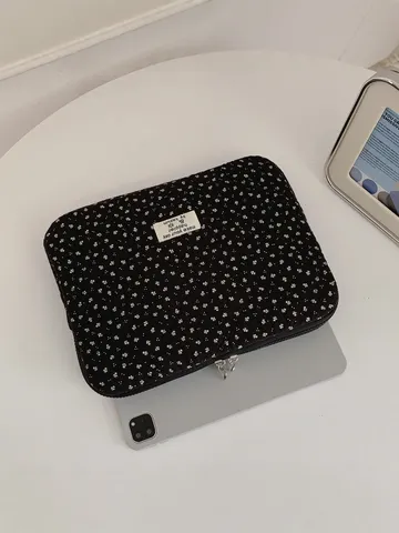 Korean Style Floral Quilted Laptop Sleeve iPad Computer Bag Lightweight Minimalist Fashion Storage Protective Cover