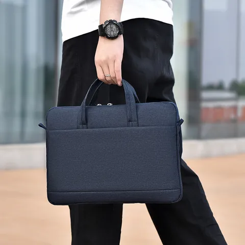 Borsa per Laptop da Lavoro Minimalista in Tessuto Oxford con Fodera in Peluche per Uomo e Donna Ufficio