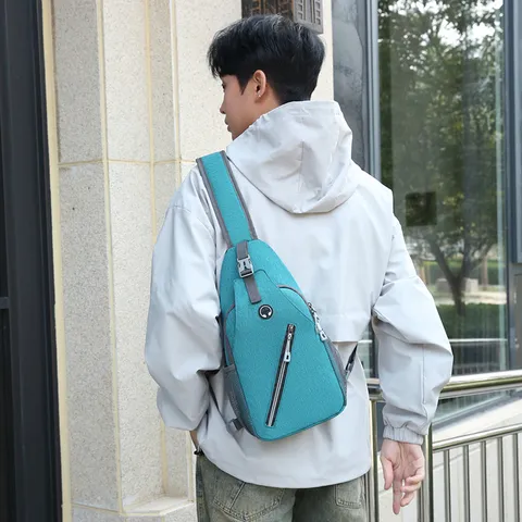 Andrikí Casual Nylon Chest Bag Polyleitourgikí Adiávrochi Crossbody Bag Fashion Sport Travel Sling Bag