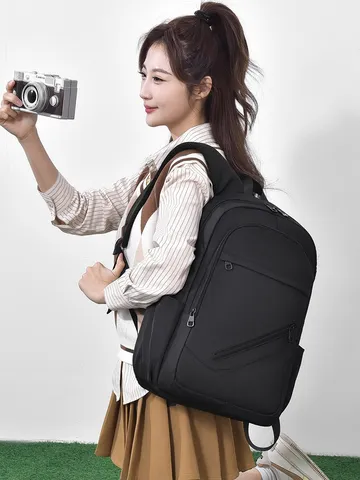 Unisex Casual Business Laptop Mochila Gran Capacidad Viaje Commuter Bolsomujer Y Hombre Color Sólido Poliéster Bookbag