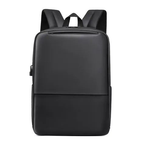 Zaino per Laptop d'Affari Casual da Uomo Impermeabile Minimalista Commuter Borsa da Scuola Tinta Unita Poliestere