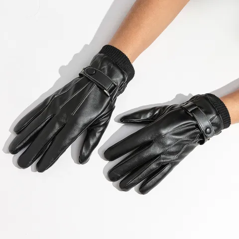 Winter Thermal PU Leather Touchscreen Gloves Windproof Warm Cycling Gloves For Men And Women Outdoor Sports