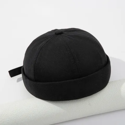 Solid Color Retro Vintage Docker Hat Casual Streetwear Hip Hop Sailor Brimless Cap For Men Women