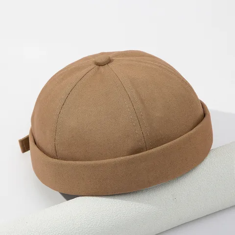 Solid Color Retro Vintage Docker Hat Casual Streetwear Hip Hop Sailor Brimless Cap For Men Women