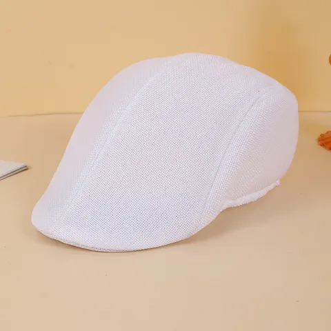 Casquette Plate Vintage pour Hommes Respirante Aspect Lin Chapeau Newsboy Casual Été Extérieur Chapeau Ivy Couleur Unie
