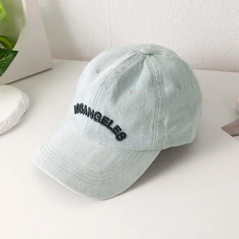 Damen Denim Baseballkappe Los Angeles Buchstabenstickerei Lässig Weiche Oberseite Gebogene Krempe Verstellbarer Sonnenschutzhut
