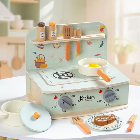 Hölzernes Kinder Rollenspiel Küchenspielzeug Set Simulation Kochen Kochgeschirr Tisch Küchengeschirr Geschenk Für Kinder