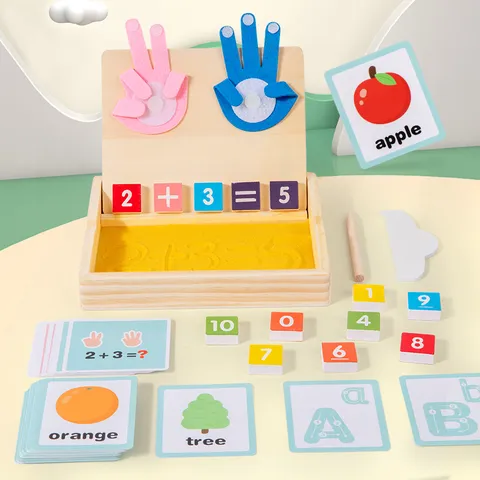Hoelzernes Fingerzaehlen Mathe Lernspielzeug Montessori Lernhilfe Vorschule Rechenspielzeug Kindergeschenk