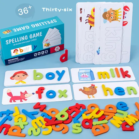 Kinder Holz Buchstabieren Wort Spiel Montessori Lernspielzeug Alphabet Lernen Brief Buchstabieren Praxis Karteikarten Geschenk