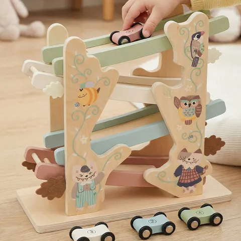 Holz Bahn Gleitauto Spielzeug Pädagogisches Gleitauto Mit Mehrschicht Design Cartoon Tier Muster Für Kinder Kleinkind