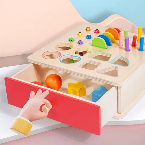 Montessori Wooden Drawer Sorting Box Geometric Shape Cognitive Color Matching Learning Educational Toy For Toddlers Kids