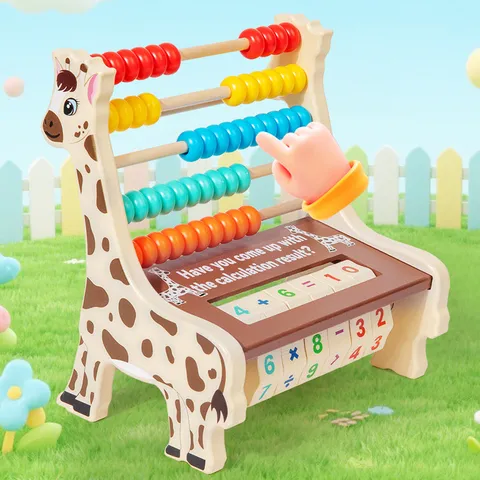 Hölzernes Giraffe 2 in 1 Rechengestell Abakus Mehrzweck Pädagogisches Mathe Zählen Perlen Frühes Lernspielzeug Für Kinder