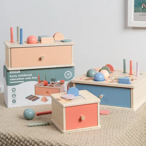 Montessori Early Education Wooden Sorting Box Shape Matching Toys Color Cognitive Learning Educational Toy For Toddlers