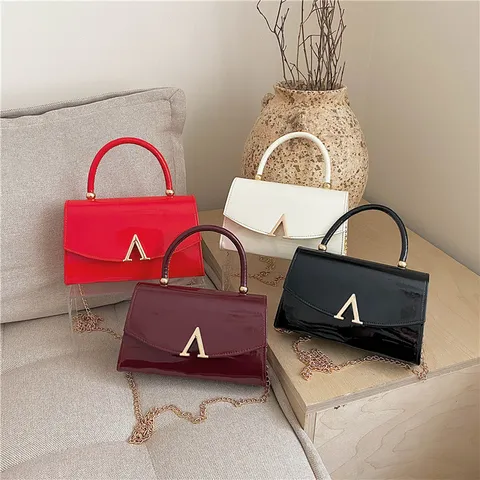 Dames Mode PU Leer Kleine Vierkante Tas Trendy Ketting Schouder Crossbody Tas Elegante Chic Flap Handtas Met Metalen Slot