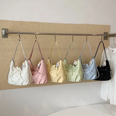 Grand Sac Cabas Imprimé Étoile Femme Décoration Nœud Sac de Commutation Sac Bandoulière Polyvalent Cuir Synthétique