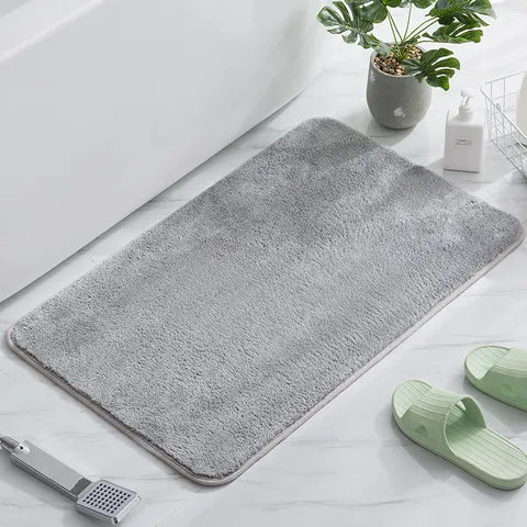 Alfombra de Suelo Antideslizante Absorbente Estilo Nórdico Color Sólido de Fibra Sintética Para Baño Sala de Estar Entrada de Hogar