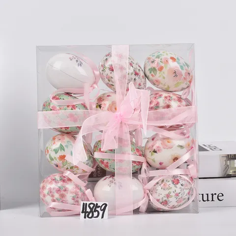 Pâques Décoratif Plastique Peint Œufs Simulation Œuf Ornements Enfants DIY Maison Vitrine Affichage Fête Fournitures