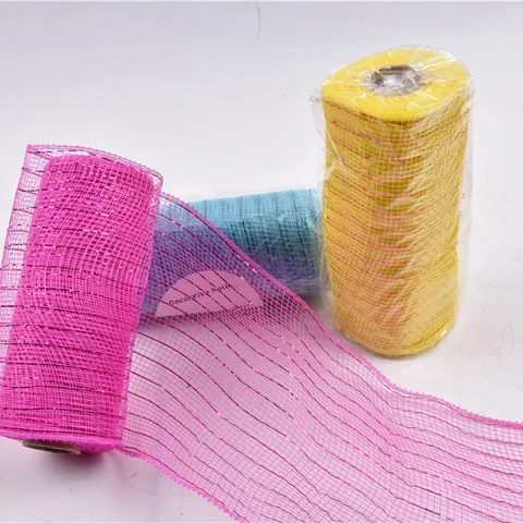Easter Deco Mesh Ribbon Colorful Mesh Ribbon For DIY Floral Arrangement And Holiday Party Decoration Solid Color Ribbon